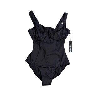 TAE NWT Black One Piece Sculpting Swim Suit Medium RL D/DD Lifty